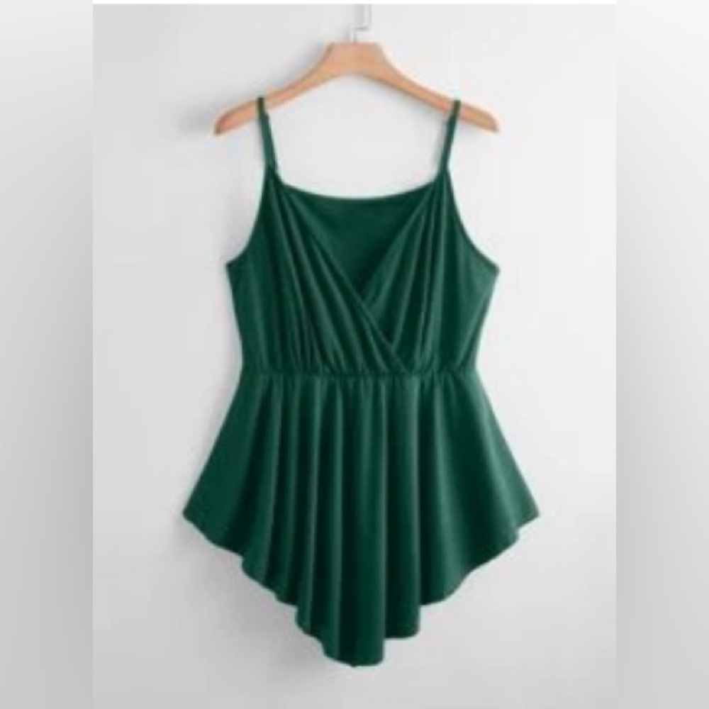 Plus Surplice Front Dip Hem Cami Top